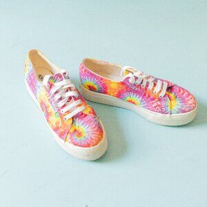 Superga 2790 Rainbow Tie Dye Chunky Platform Low Ankle Sneaker Size US 8 EU 39
